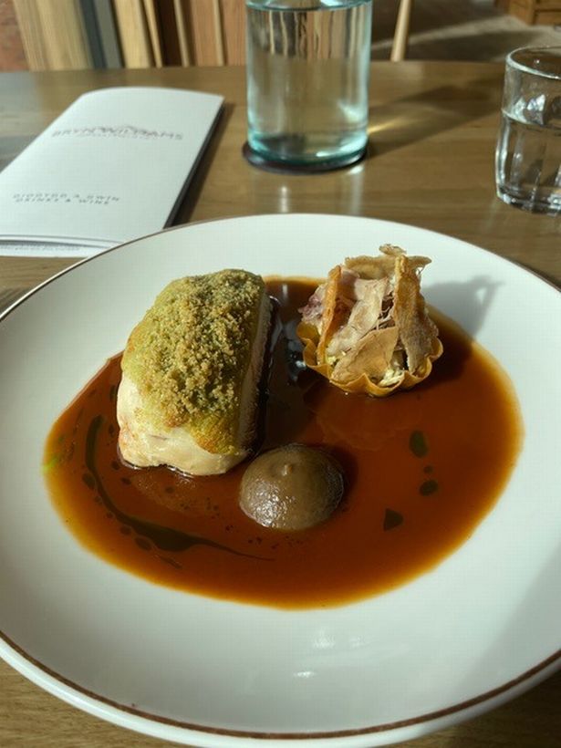 The roast chicken, Caesar salad and onion puree