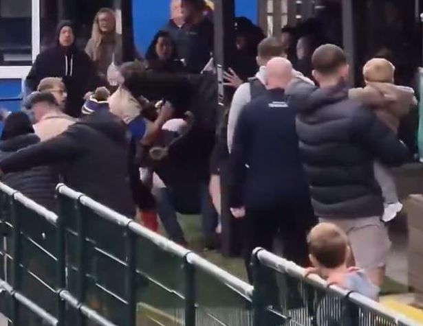 The incident erupted in front of young children