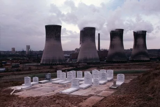 Agecroft Power Station cooling towers overlooking the Jewish Cemetery