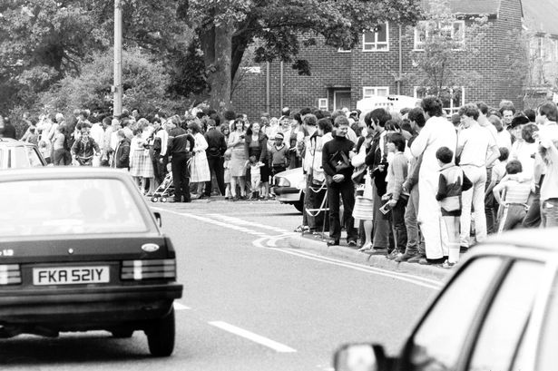 Crowds gathered in the streets to watch the craft pass low overhead