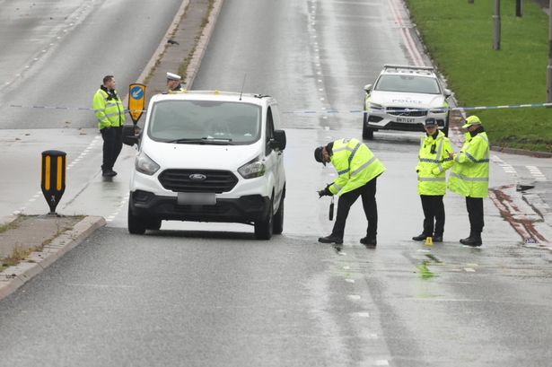 Police at the scene on Wolverhampton Road in Oldbury
