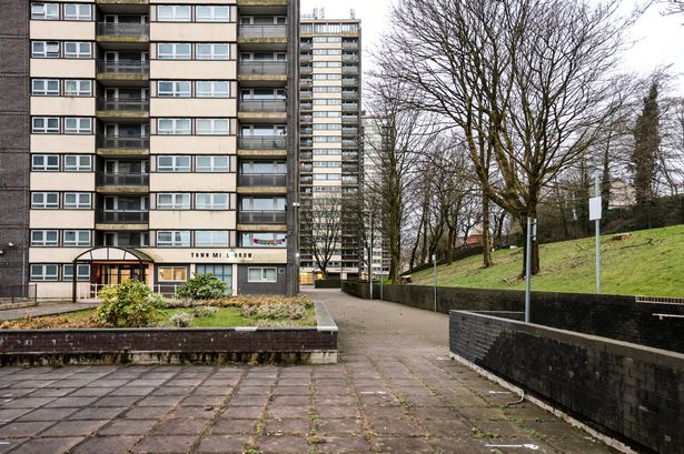 The Town Mill Brow building, one of the iconic Seven Sisters tower blocks in Rochdale