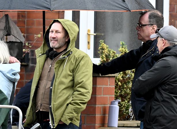 Producer Phil Collinson and creator Russell T Davies were seen on location in Salford