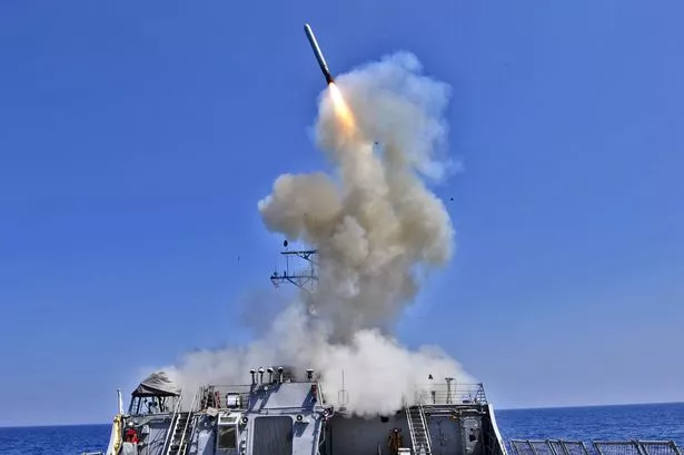 Pictured is a Tomahawk cruise missile, launched by the US in 2011