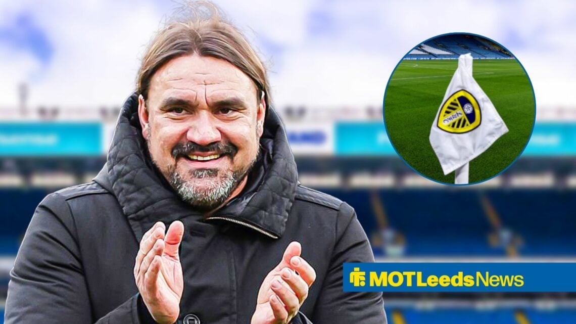 Daniel Farke applauding with Elland Road in frame