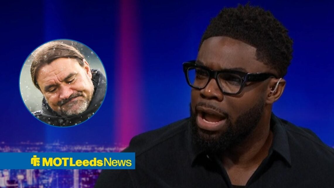 BBC Match of the Day pundit Micah Richards speaks with Leeds United manager Daniel Farke inset
