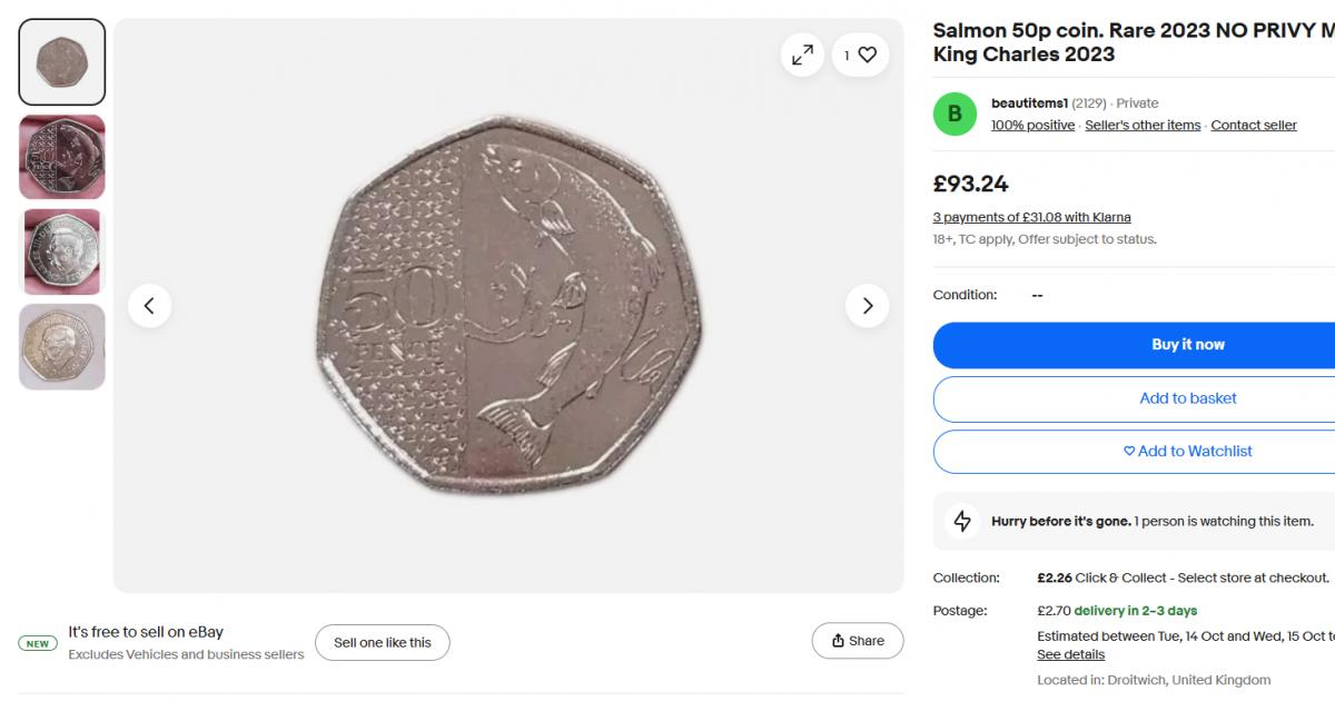 eBay: extremely rare King Charles 50p for sale in Droitwich