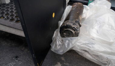 An empty maritime smoke buoy found close to the Nord Stream 2 gas pipeline in the Baltic Sea