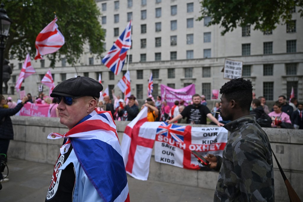 Demonstrators at an anti-immigration protest in Westminster.