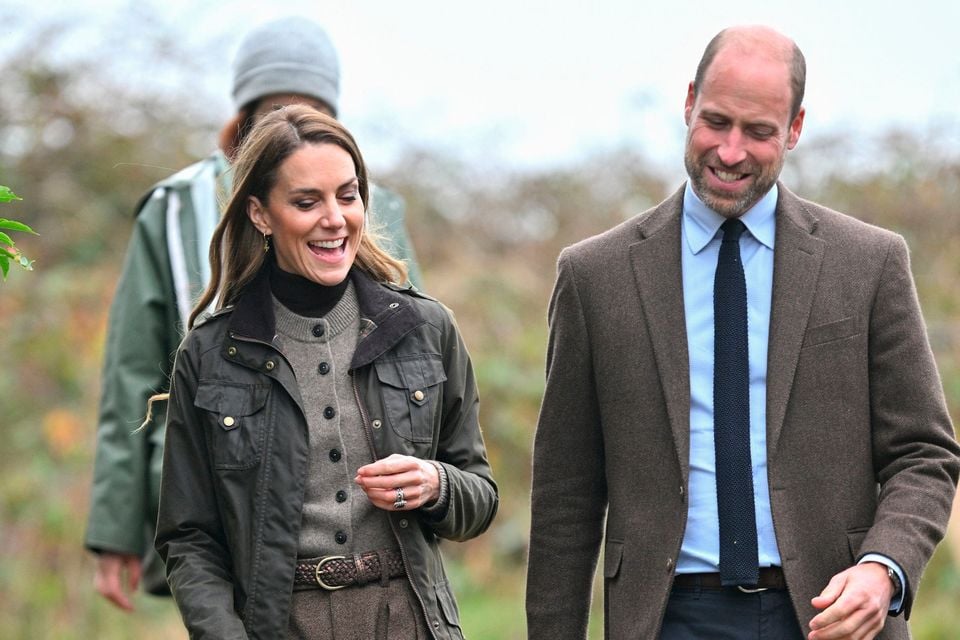 The Prince and Princess of Wales during a visit to Mallon Linen near Cookstown in Co Tyrone, a working family farm that is re-establishing a transparent flax-to-linen supply chain in Northern Ireland. Samir Hussein/PA Wire