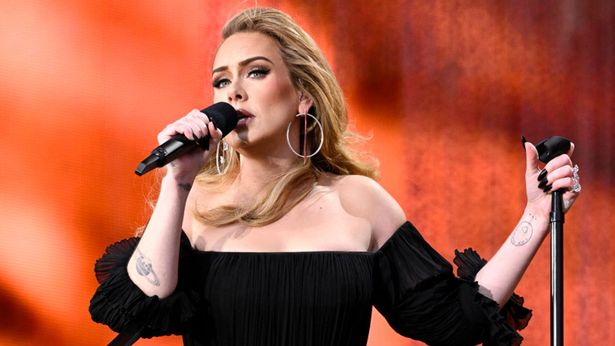 Adele performs on stage as American Express present BST Hyde Park