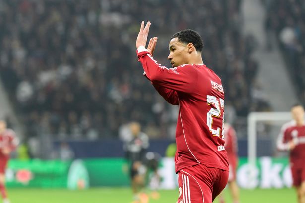 Hugo Ekitike holds his hands up