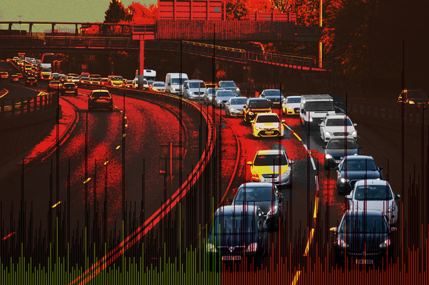 Traffic on the Mancunian Way; one of the worst areas for air pollution in the region