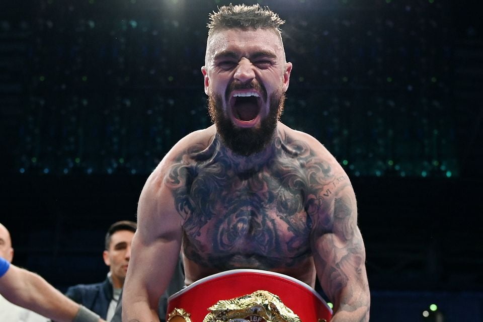 Lewis Crocker celebrates victory over Paddy Donovan
