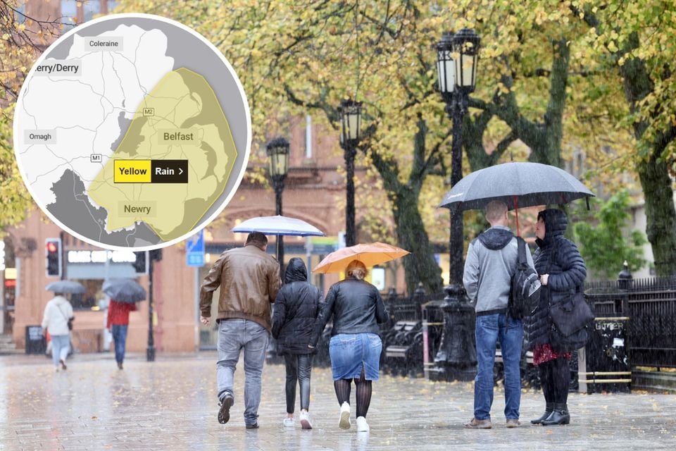 The weather warning impacts Co Down, Armagh and parts of Co Antrim
