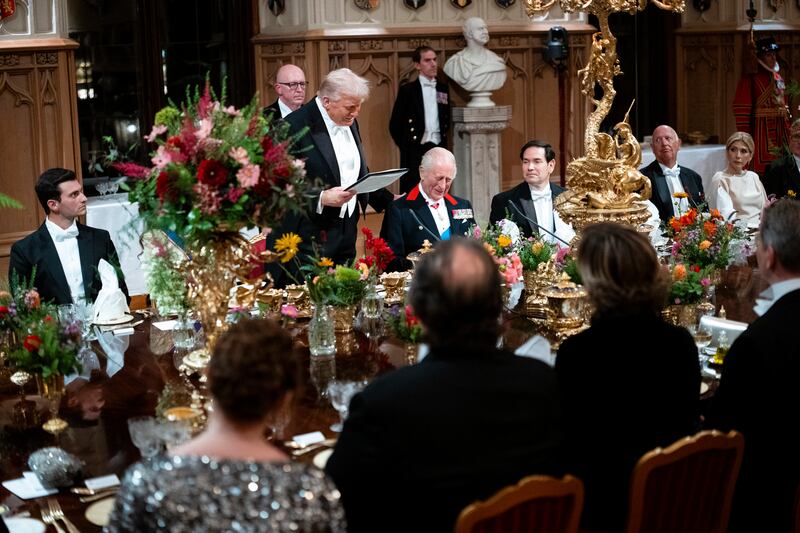 US president Donald Trump stands beside King Charles. Photograph: Doug Mills/The New York Times