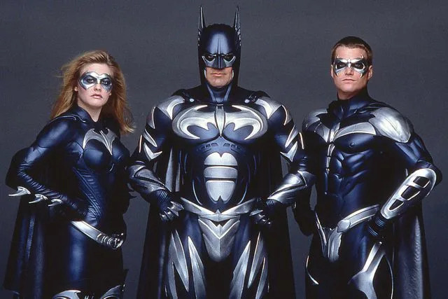 Warner Bros. Alicia Silverstone, George Clooney, and Chris O'Donnell promoting 'Batman & Robin'