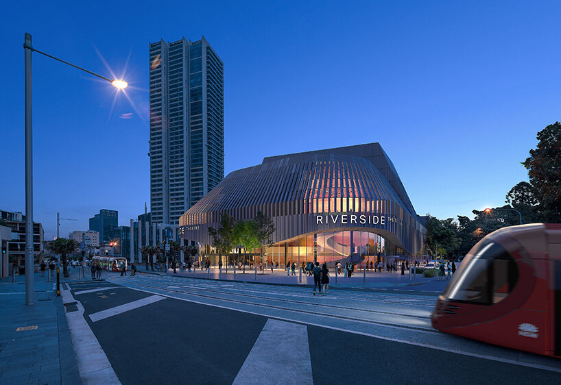 3XN and COX plan riverside theatre for sydney, australia with twisting, timber structure