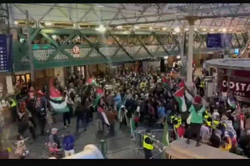 Protesters made it through the barriers and into the station.