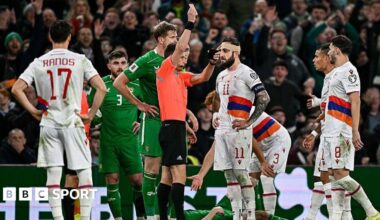 Tigran Barseghyan shown red card