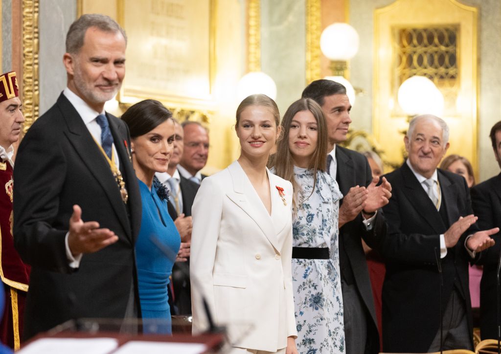 MADRID, SPAIN - OCTOBER 31: (L-R) The King and Queen of Spain, Felipe VI and Letizia, Princess Leonor, and the Princess of Spain, Felipe VI and Letizia. (Photo By Eduardo Parra/Europa Press via Getty Images)
