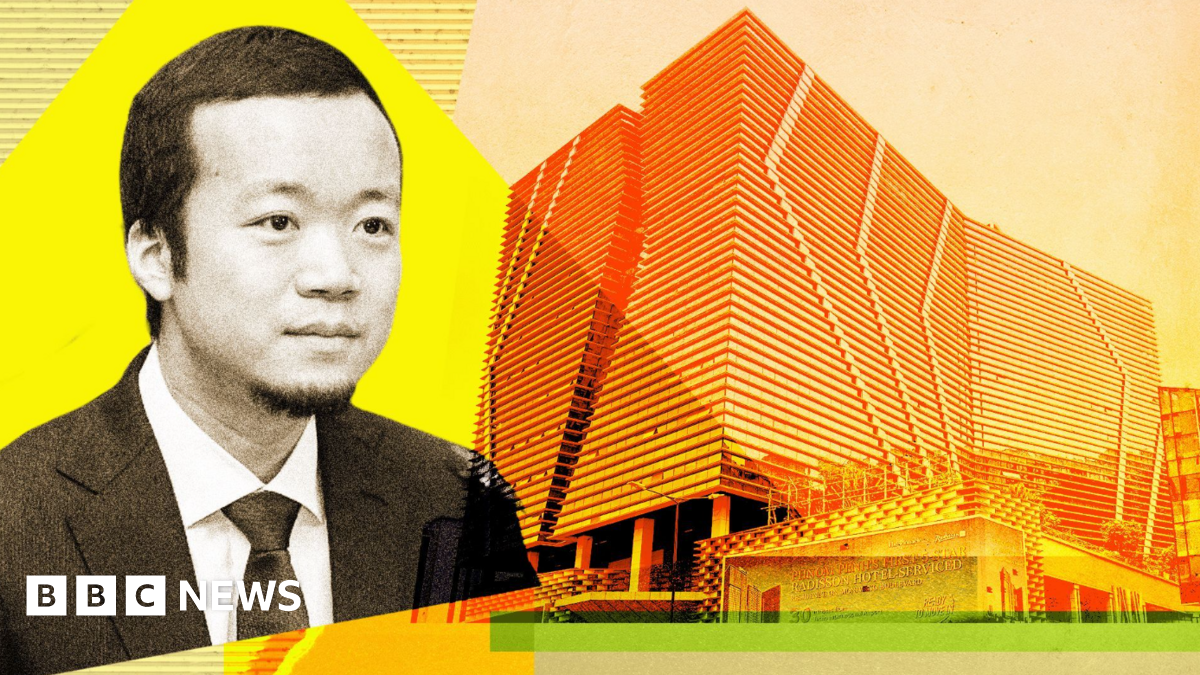 Chen Zhi alongside a company building