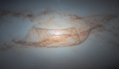 NASA Hubble image of a galaxy with cosmic dust structures