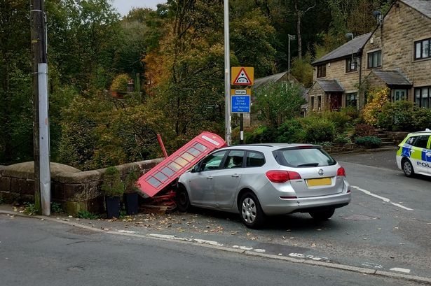 A Vauxhall ploughed into an historic red telephone box