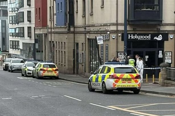 Police at the scene on Saturday morning