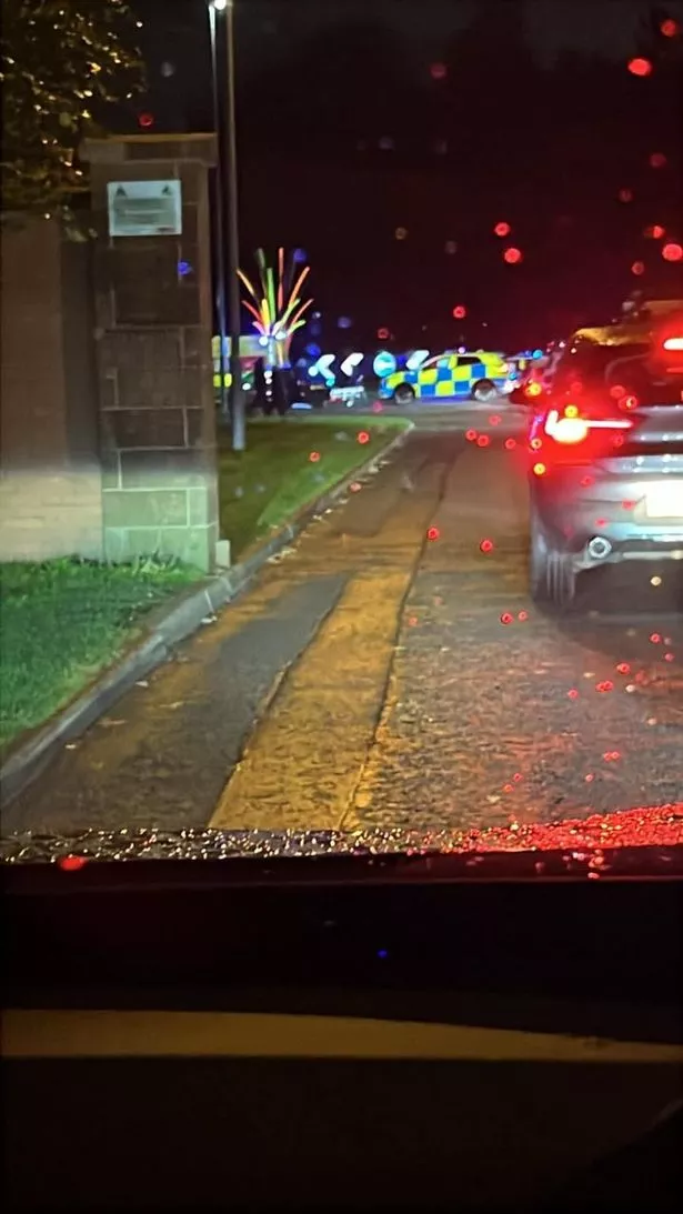 Road closures are in place after a Seat Leon collided with a lamp post