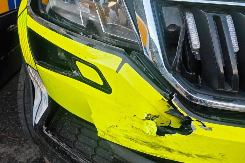Damage was caused to a police vehicle during the collision
