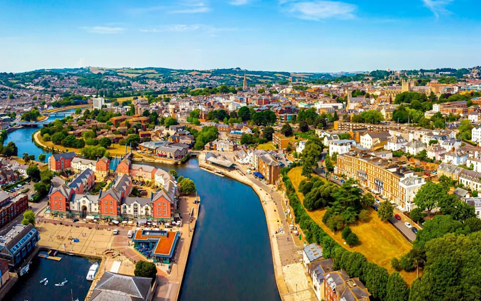 Aerial view of Exeter in summer day, UK
