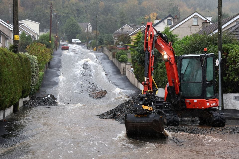 Flooding on Sunningdale Drove off the Tullyhbrannigan Road in Newcastle, Co Down. (Photograph by Declan Roughan / Press Eye)
