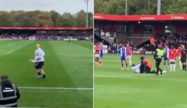 Pitch invaders storm football match in 'Gary Neville is a traitor' protest | Football | Sport