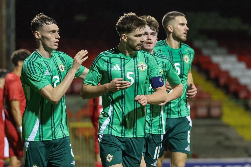 Michael Forbes takes the acclaim after making it 2-0 to Northern Ireland Under-21s against Malta