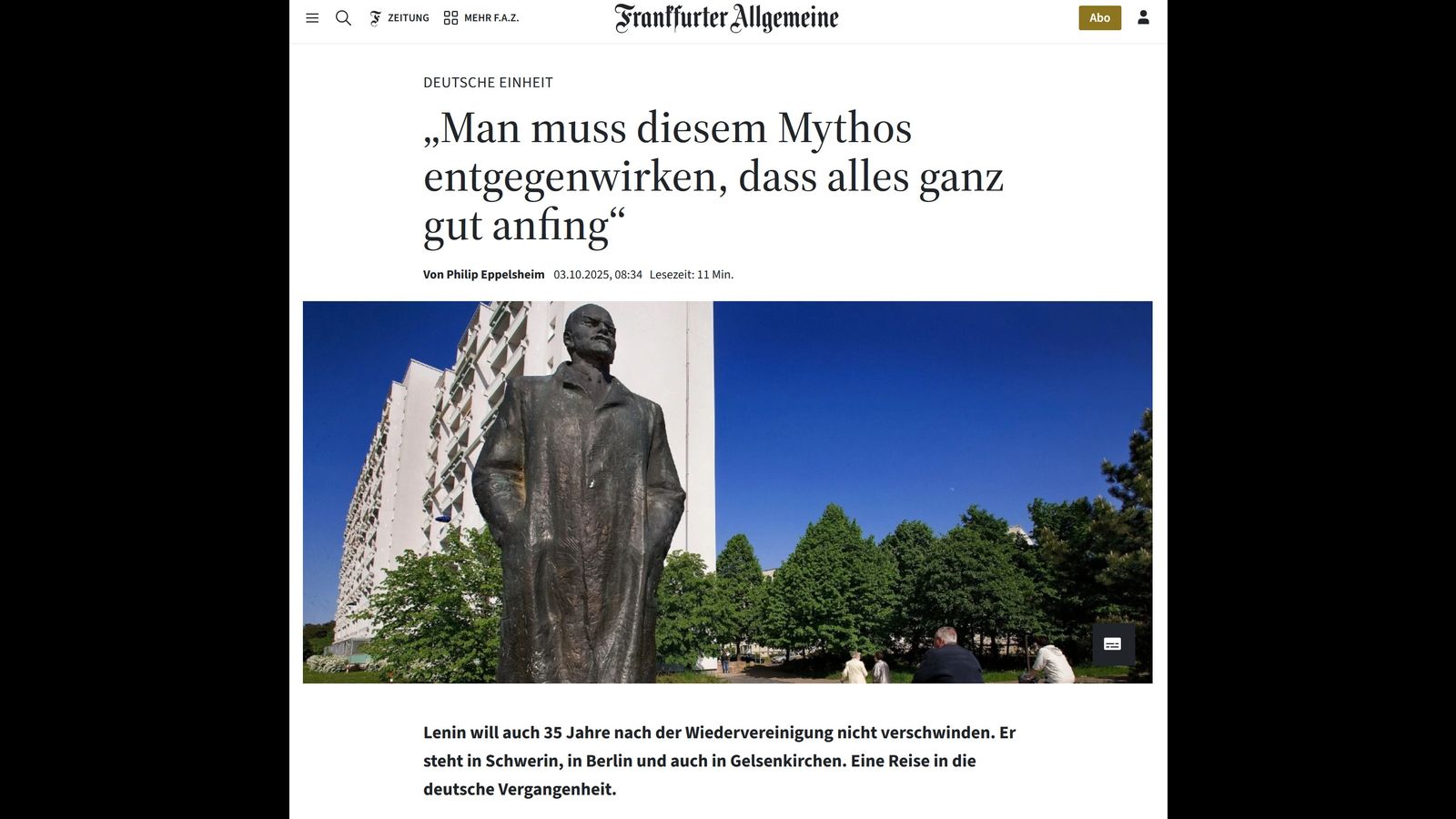 “Day of German Unity”: Germany’s leading conservative paper attacks Lenin