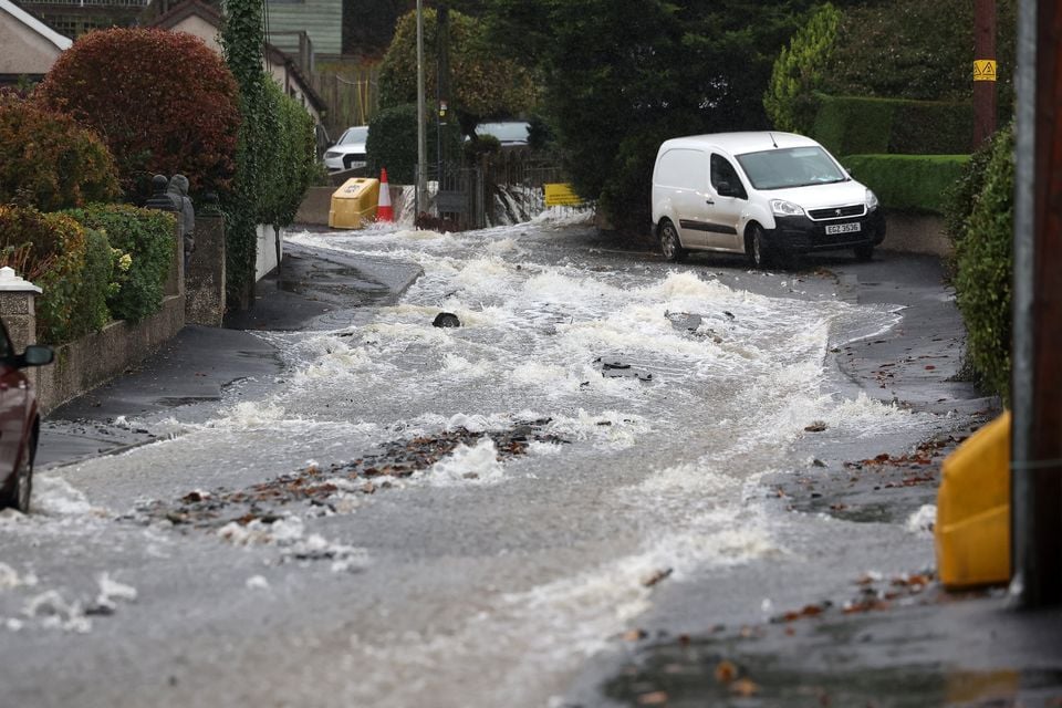 Flooding on Sunningdale Drove off the Tullyhbrannigan Road in Newcastle, Co Down. (Photograph by Declan Roughan / Press Eye)