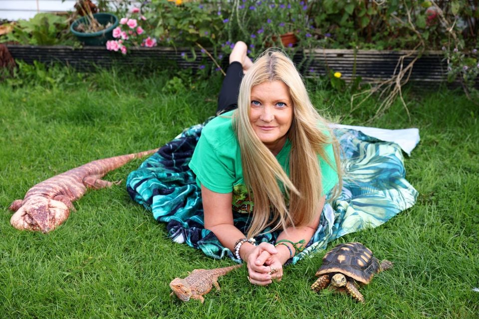 Catherine Bennett of Amazon Jungle Show with a few of her reptile friends