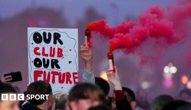 Salford Red Devils hold a fan protest during the tail end of the 2025 Super League season