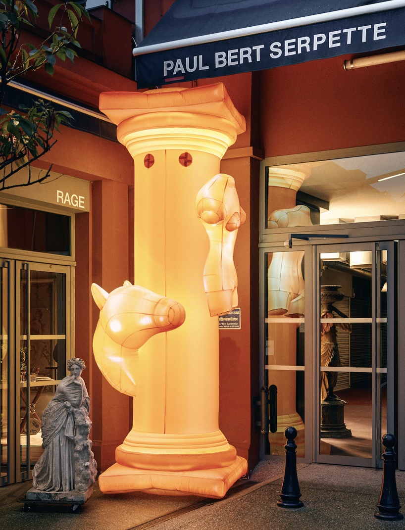 inflatable sculptures reimagine antiques as expressions of paradox in paris' iconic flea market