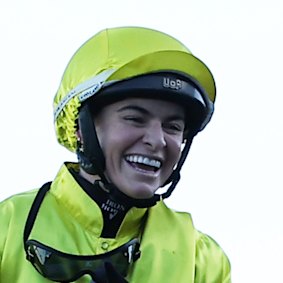 Alysha Collett after winning on With Your Blessing in the Bill Ritchie Handicap.