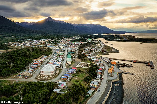 Chile was under a tsunami threat after a 7.6 earthquake hit off the coast near Drake's Passage. Pictured is Puerto Williams, the epicenter