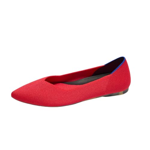 Rothy's the Point Ii Women's Slip-On Shoes, Pointed-Toe Flats, Lollipop Red, Made From Recycled Plastic Bottles &amp; Machine Washable, Size 7