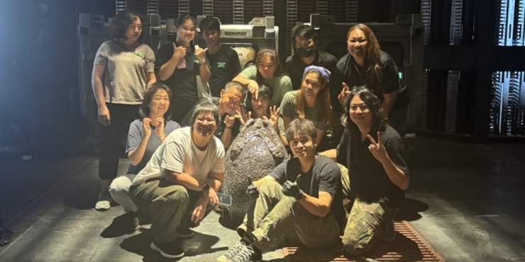 Second Skin Studios poses with Xenomorph Egg from Alien: Earth.