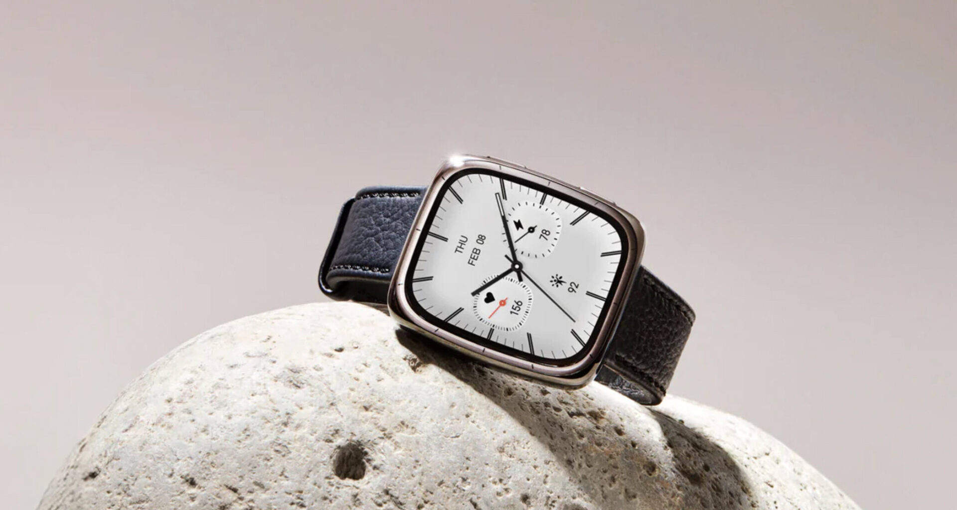 Amazfit Active 2 Premium over a stone