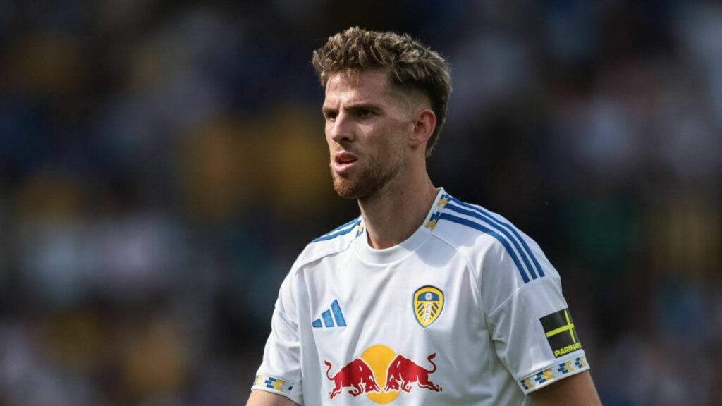 Anton Stach in action for Leeds United