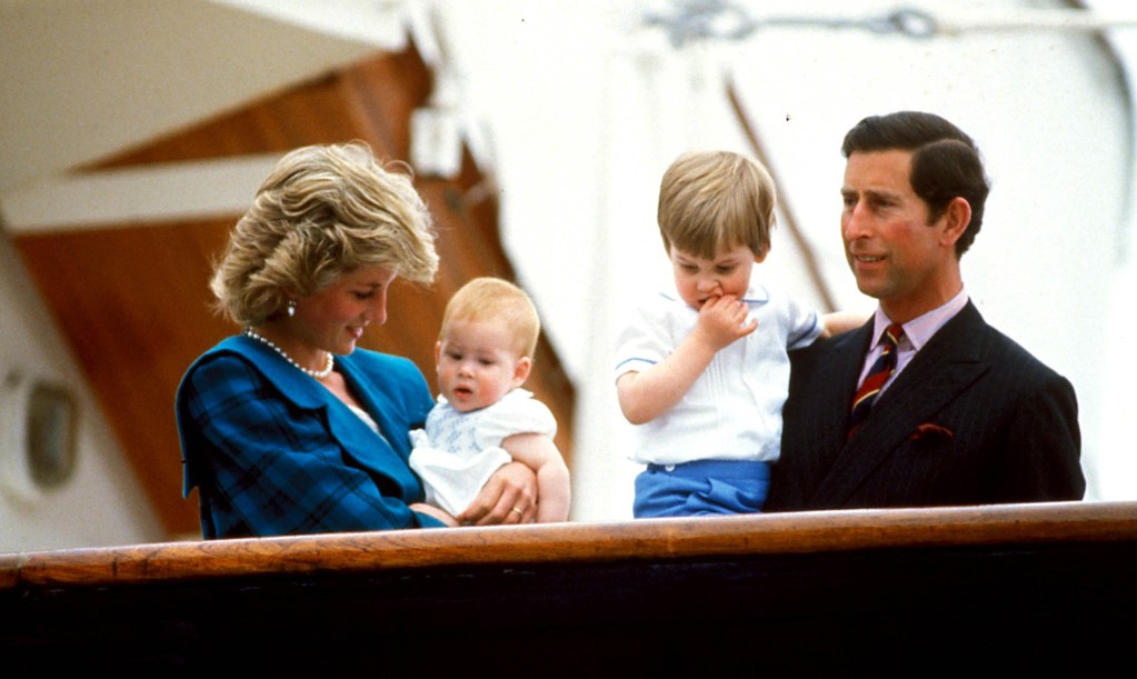 Princess Diana and Charles with young Harry and William