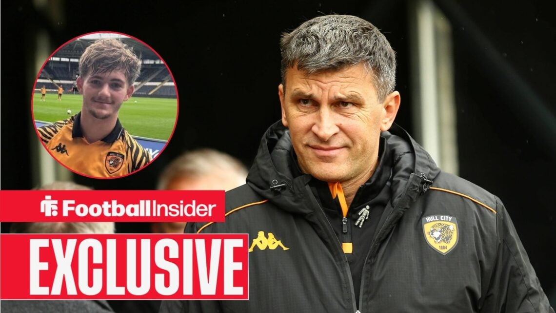 Sergej Jakirovic on the touchline at Hull City, with Ben Dyer in a circular inset