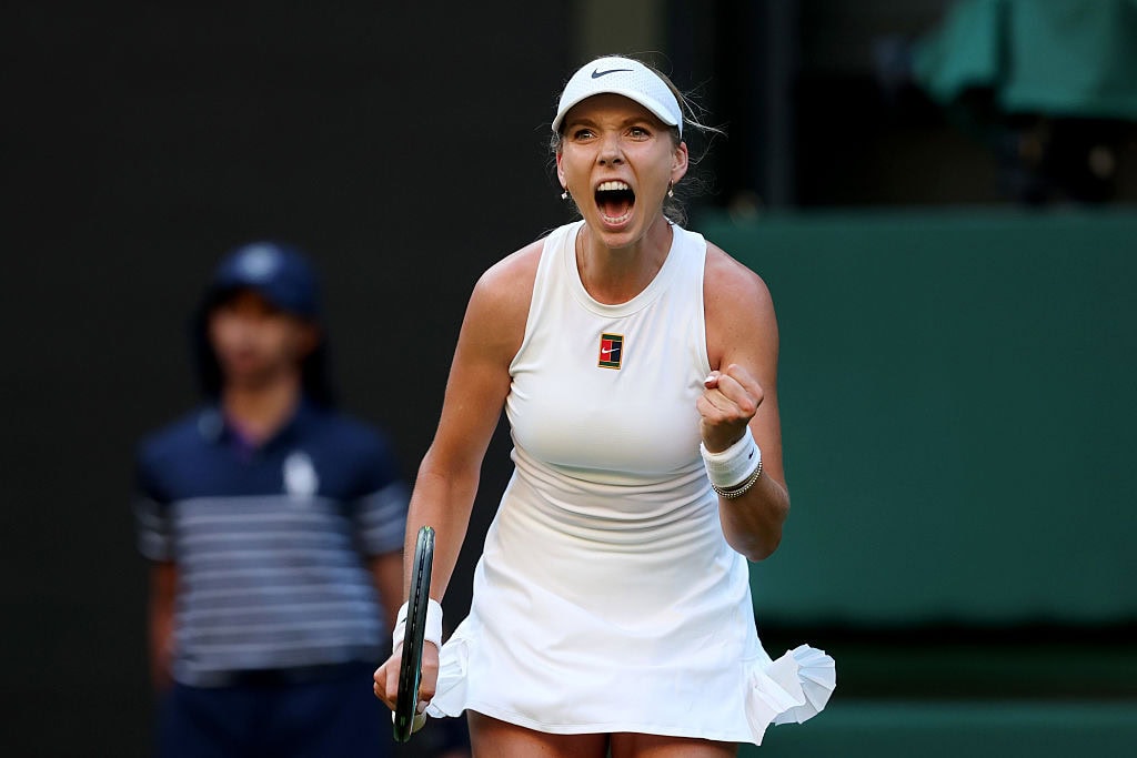 Katie Boulter in the first round of Wimbledon 2025, London, UK
