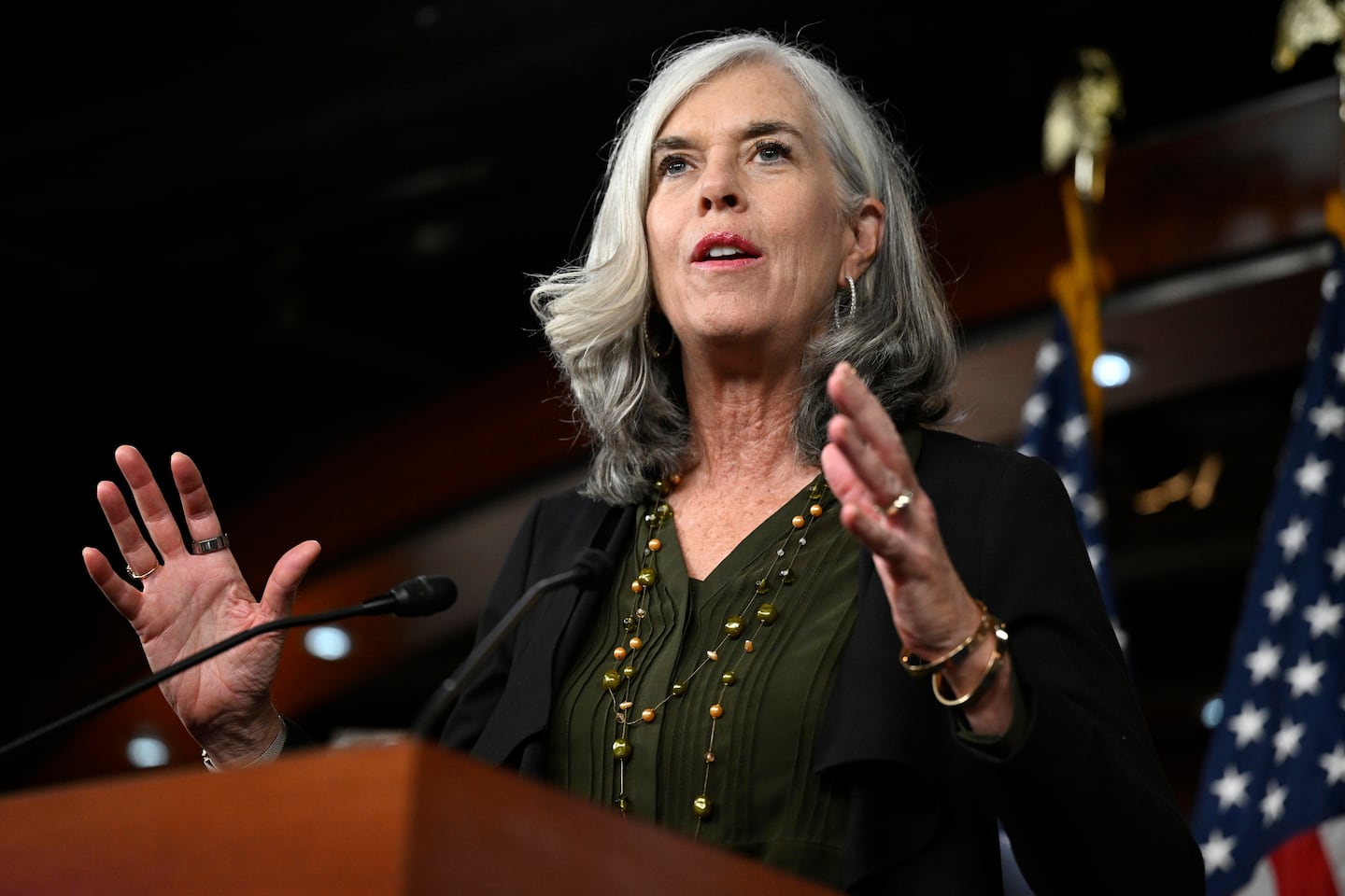 House minority whip Katherine Clark spoke at a news conference on the eighth day of a government shutdown at the US Capitol on Oct. 8.